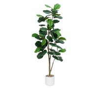 Plantes Artificielle Figuier à Feuilles Intérieur - 180cm Fausse Plante Grande Décoratives avec Jardinière Blanche pour la Décoration de la Maison, Bureau, Salle de Séjour etc.