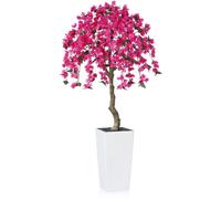 Plantes artificielles de bougainvilliers dans de grands pots blancs, 180 cm, résistantes aux UV, en plastique, pour la décoration d'intérieur et d'extérieur