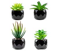Plantes artificielles d'intérieur en pots, fausses plantes d'extérieur, mini pots en céramique noire, décoration pour chambre à coucher, esthétique, salon, décoration de bureau (4)