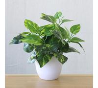 Plantes artificielles en pot de simulation Bonsaï artificiel Fleur Feuillage pour Bureau Rebord de fenêtre Étagère Décoration Bureau Maison Décor Style Pastoral Rétro (B)