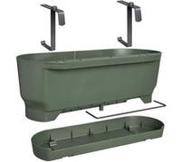 Elho Balconnière Greenville Easy Balcony – Pot rond en polypropylène régénéré, 52 cm, vert