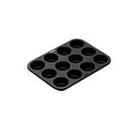 Ibili Plaque à muffins 820501 - 12 cavités - 35 x 27 x 3 cm - Noir - Antiadhésive