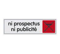 Plaque 170x45mm plexi couleur NI PROSPECTUS NI PUBLICITE sur carte