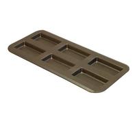 Plaque 6 financiers - GOBEL - 38x18cm - Acier anti-adhérent - Marron
