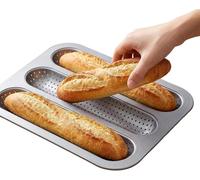 Plaque à baguette de forme rectangulaire, fabriquée artisanalement, en acier résistant à la chaleur, idéale pour obtenir une croûte croustillante. Convient pour une utilisation en laboratoire, en cuis
