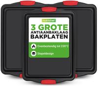 Plaque à biscuits Plaque de cuisson Acier au carbone Poignées en silicone Lot de 3 Noir