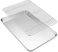 Plaque à gâteaux avec grille de refroidissement en acier inoxydable - Plaque à gâteaux rectangulaire 40,4 x 30,6 x 2,5 cm