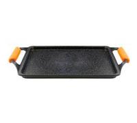 WECOOK! Ecochef Titan Grillplatte, Induktion Griddle-Pfanne 43 X 25 cm, Aluminiumguss, Antihaftbeschichtung QUANTANIUM Ökologisch PFOA-frei, 5mm Dicke, Silikongriffe, Vitrokeramik, Schwarz