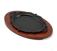 Plaque à Griller en Fonte Ovale pour Steak Japonais - pour plancha Réversible Induction Barbecue Teppanyaki Poêle Grill Maison Commerce 30cm(B)