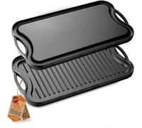 Plaque à Griller Réversible en Fonte - NutriChef - Plancha pour Induction - Compatible Four - Sans PFOA et PFOS