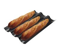 Plaque à Pain Perforée, Moule à Pain Baguette Français avec Revêtement Antiadhésif, size plaque four - 38 x 24.5 Revêtement antiadhésif épais, Moule Pain Français adapté à la cuisson de 3 moule à pain