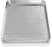 Plaque à pâtisserie avec grille de refroidissement Acier inoxydable 40,5x30,5x2,5cm - Plaque à gâteaux avec couvercle - Lavable au lave-vaisselle
