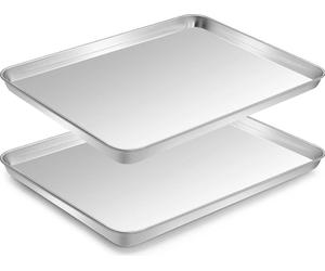 Plaque à pâtisserie en acier inoxydable, set de 2, 40.5x30.5x2.5cm Inoxydable & finition miroir