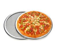 Plaque à pizza en acier inoxydable de 40 cm - plaque de cuisson non revêtue pour four, forme ronde et ajourée, assure une répartit