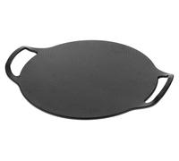 Plaque à pizza fonte - Plaque de cuisson 38 cm avec poignées - Pré-assaisonnée - Induction et four - Noir