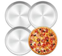 Plaque à pizza Plaque de cuisson pour pizza - Lot de 4 - Ø 30 cm - Inox - Argent