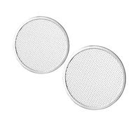 Plaque à Pizza Ronde Perforée 2 Pièces en Alliage D'aluminium Argenté | Lot de 2, Bords sans Joint, Flux D'air Amélioré, Cuisson Uniforme pour Four et Friteuse à Air