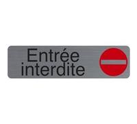 Plaque adhésive - Entrée interdite - Imitation alu - 16,5x4,4cm - Signalétique