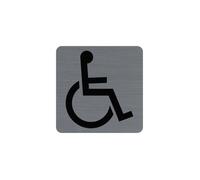 Exacompta Plaque adhésive signalétique Handicapés Réf.67191E aluminium brossé 7,5x7,5 cm