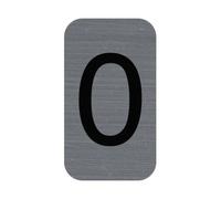 Plaque adhésive imitation Aluminium Chiffre 0 2,5x4,4 cm - Gris