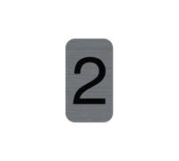 Plaque adhésive imitation Aluminium Chiffre 2 2,5x4,4 cm - Gris