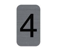 Plaque adhésive imitation Aluminium Chiffre 4 2,5x4,4 cm - Gris