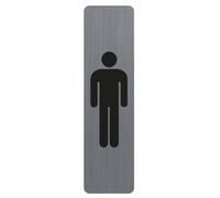 Plaque adhésive imitation aluminium Homme 16,5X4,4 cm - Gris