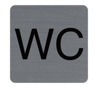 Plaque adhésive imitation aluminium WC 7,5x7,5 cm - Gris