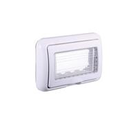 Plaque avec couvercle 4 portes, support Stango Idrobox IP55, compatible avec Bticino Living Light, couvercle module cassette (blanc)