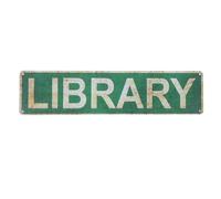 Plaque Bibliothèque Vintage en Tôle Verte, Décoration Murale | Étanche, Pose Facile, Style Rétro, pour Maison, Bureau, Chambre, Salle de Classe