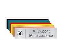 Plaque boîte aux lettres et numéro de maison personnalisable, argent brossé, texte noir, police Arial, 100 x 25 mm