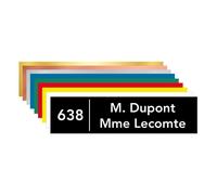 Plaque boîte aux lettres et numéro de maison personnalisable, noir, texte blanc, police Avenir Heavy, 100 x 25 mm
