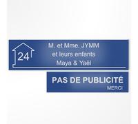 Plaque Boîte aux Lettres et Stop Pub Personnalisée Bleu/Blanc
