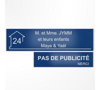 Plaque Boîte aux Lettres et Stop Pub Personnalisée Bleu marine/Blanc