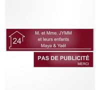 Plaque Boîte aux Lettres et Stop Pub Personnalisée Bordeaux/Blanc