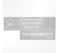 Plaque Boîte aux Lettres et Stop Pub Personnalisée Gris/Blanc