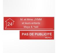 Plaque Boîte aux Lettres et Stop Pub Personnalisée Rouge/Blanc