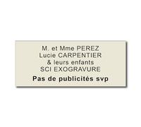 Plaque Boîte aux Lettres Personnalisable - 12x5 cm - 1 à 6 Lignes - Nom sur Etiquette Gravée pour Maison Bureau - PVC Résistant Adhésif - Beige