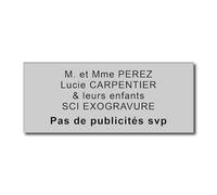 Plaque Boîte aux Lettres Personnalisable - 12x5 cm - 1 à 6 Lignes - Nom sur Etiquette Gravée pour Maison Bureau - PVC Résistant Adhésif - Argent Mat