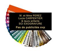 Plaque Boîte aux Lettres Personnalisable - 12x5 cm - 1 à 6 Lignes - Nom sur Etiquette Gravée pour Maison Bureau - PVC Résistant Adhésif - Noir/Or
