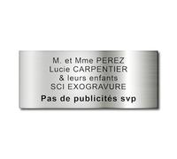 Plaque Boîte aux Lettres Personnalisable - 12x5 cm - 1 à 6 Lignes - Nom sur Etiquette Gravée pour Maison Bureau - PVC Résistant Adhésif - Alu Brossé