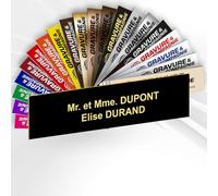 Plaque Boîte aux Lettres Personnalisable De 1 À 3 Lignes - Noir texte Jaune | Nom Gravé - Adhésive PVC - 10 x 2,5 cm - Haute qualité - Fixation facile - Résistant UV - Intérieur/Extérieur