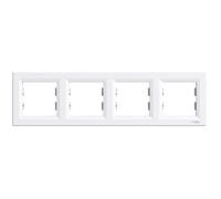 Plaque cadre quadruple - Schneider - Asfora - Blanc - 4 postes - Horizontale