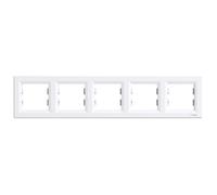 Plaque / cadre quintuple - Schneider - Asfora - Blanc - ABS - Horizontal