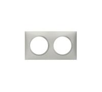 Plaque carrée Dooxie - 2 postes - Entraxe 71mm - Effet aluminium