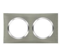 Plaque carrée Dooxie - 2 postes - Entraxe 71mm - Effet inox brossé G
