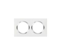 Plaque carrée dooxie 2 postes finition blanc avec bague effet chrome