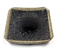 Plaque Carrée En Céramique Japonaise Pour Sushi Et Cuisine Asiatique - Chatoiement Noir En Grès émaillé - 19cm
