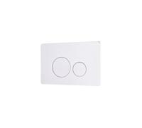 Plaque Commande Double WC Suspendu PAULA Boutons Ronds Inox Finition Blanche Mat - BASS, Profondeur Ajustable, Extra Plat, Entretien Facile, Pour Bati-Support (172101BS)