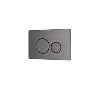 Plaque Commande Double WC Suspendu PAULA Boutons Ronds Inox Finition Gris Metal - BASS, Profondeur Ajustable, Extra Plat, Entretien Facile, Pour Bati-Support (172101BS)